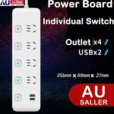 2 USB Charging Power Board 4 Way Outlets Socket Charger Ports Surge Protector AU • $21.84