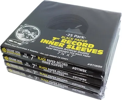 (100) 7  Record Inner Sleeves - Premium COLORED Black Paper 45rpm ARCHIVAL • $32.99