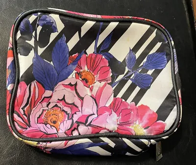 Modella Zippered Makeup Bag Pouch 5.5” X 7.5” X 2.75” Flowers Stripes • $7