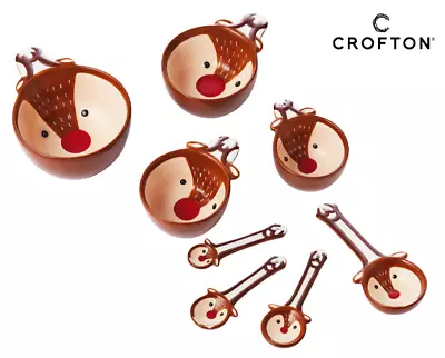 Crofton Kitchen Festive Baking Ceramic Measuring Cups And Spoons Dolomite • $38.99