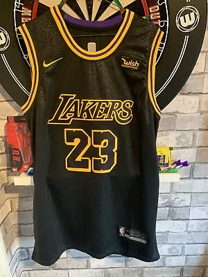 Nike NBA Lebron James LA Lakers #23 Jersey Size 48 Black Mamba Swingman Jersey L • £15