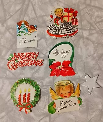 $12 • Buy Vintage Christmas Lot Of 6 Seals Angel Candy Stripe Deer MCM Unused