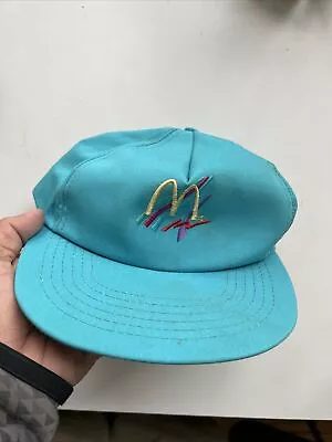 Vintage McDonalds 1990s Uniform Snapback Hat Cap Blue Embroidered Crest • $14