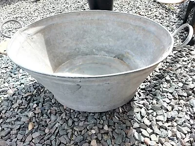 Old Large Galvanised Bath 62cm Wide No Holes Or Rust Good Watertight Condition • £59