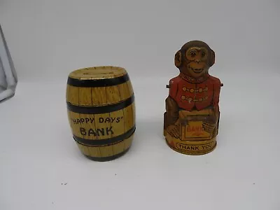 Vintage Tin Litho J Chein Monkey Missing Arms And Bottom And Barrell Complete • $34.99