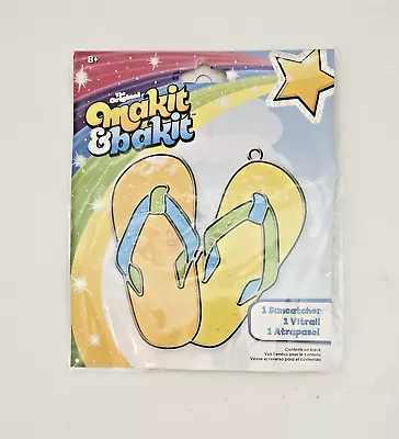 New Sealed Original Makit & Bakit Suncatcher Kit Flip Flops~ Yellow Blue • $2.99