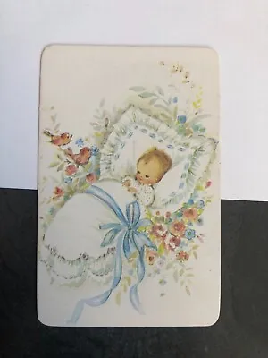 $2 • Buy Vintage Retro Cartoon Baby Boy Love Birds Flowers Kids 1970s Newsagent Swap Card