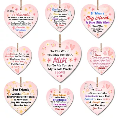 Wooden Heart Plaque Wall Sign Friends Wedding Family Sentiment Home Gift HM0006 • £3.99