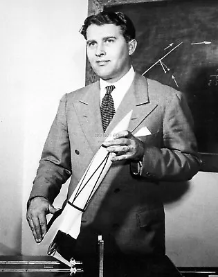 Dr. Wernher Von Braun Holds A Model Of The V-2 Rocket - 8x10 Nasa Photo (ep-049) • $8.87