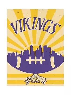 Minnesota Vikings Poster Print Sunset Wall Art Man Cave Decor 12x16  • $14.99