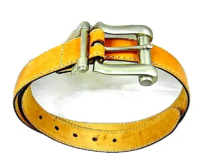 £47.58 • Buy GIORGIO ARMANI Vtg Women's Belt Tan Leather Silver Matte Buckle 70/28 