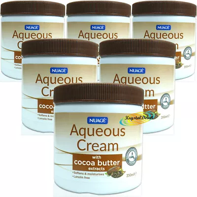 6x Nuage Aqueous Cream With COCOA BUTTER Extracts Skin Wash Moisturiser 350ml • £11.29