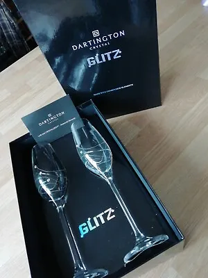 2 Dartington Crystal Flutes Glitz Embellished Glass Swarovski Elements. Gift Box • £35