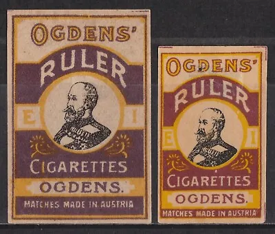 Old Glazed Matchbox Labels Austria Ogden's Ruler Cigarettes • $4.99