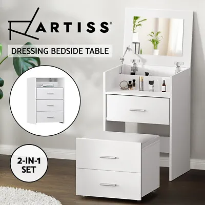 $149.95 • Buy Artiss Dressing Table Bedside Tables 2-in-1 Set Hidden Makeup Mirror Drawers
