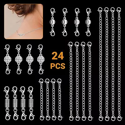 24 Pcs Magnetic Lobster Clasp & Jewelry Necklace Converter Extender Safety Chain • $12.98