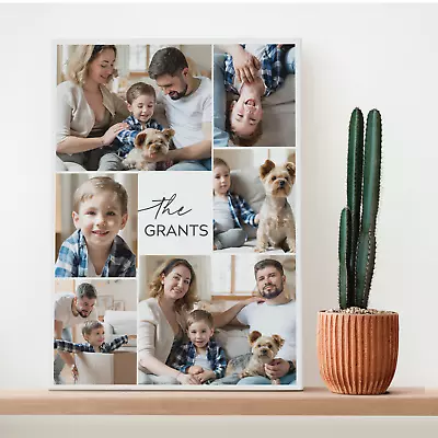 Personalised Photo Canvas Print Collage Family Framed A2 A3 A4 Ready To Hang • £34.31