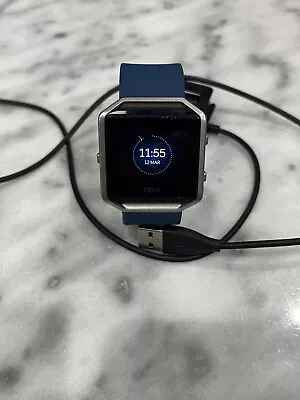 Fitbit Blaze Tracker With New Dark Blue Band & USB Charger • $40