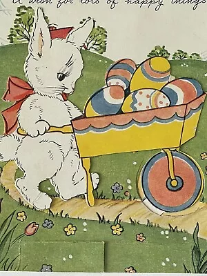 VINTAGE A MERI CARD Easter Bunny MOVABLE STANDING GREETING CARD W/old Envelope • $9.99