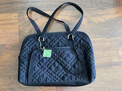 Vera Bradley Solid MICROFIBER BLACK COMMUTER BAG Travel Work Laptop Tote NWT • $119.50