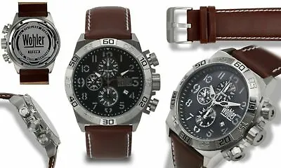 NEW Wohler 1159M Men's Lorhard Collection Brown Leather Sport Style Grey Watch • $55.05