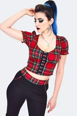 Jawbreaker Tartan Cropped  Top Xs S M L Xl Xxl Punk Rock Chic Corset Style • £29.99