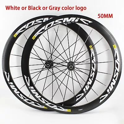 700C 50mm Road Bike Alloy Bicycle Wheelset Clincher Rims V Disc Brake Thru Axle • $335.34