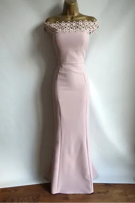 Brand New Jarlo Pink Bardot MAXI Dress Size 12 • £39.99