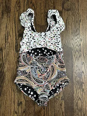 MAAJI Black & White Daisy Floral Paisley Reversible Swim Swimsuit Girls 12 • $19.99