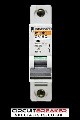 MERLIN GERIN 16 AMP CURVE C 10kA MCB CIRCUIT BREAKER C60HC 25645 MULTI9 • £3.95