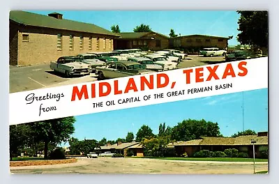 Postcard Texas Midland TX Banner Split View Crs Permian Basin 1960s Unposted • $6