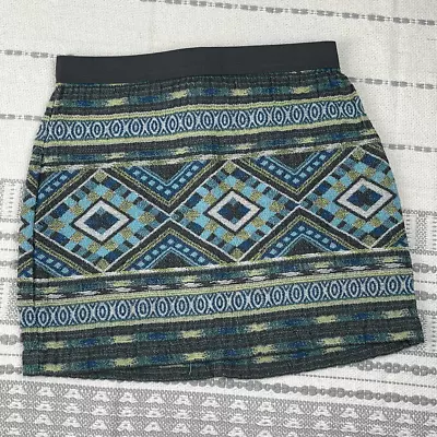 American Eagle Skirt Womens 0 Tribal Print Mini Pencil Bodycon Bohemian Green • $13.40