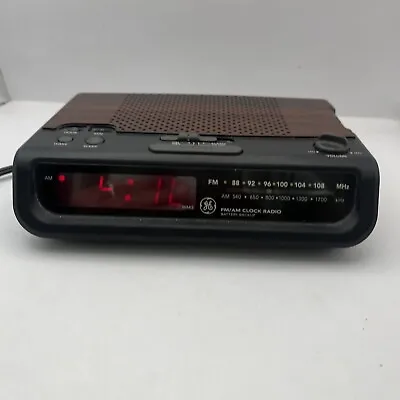 Vintage 1980s GE Digital Alarm Clock Radio Woodgrain Model 7-4613B Tested Works • $12.86