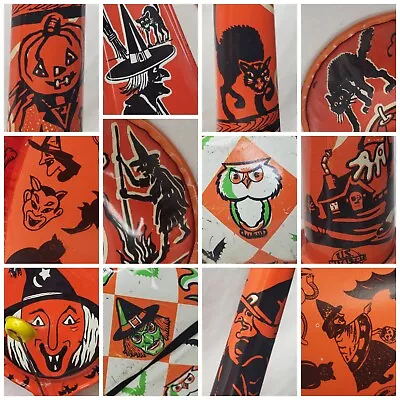 Vintage Halloween Lot Noisemakers Hat 7 Pieces Kirchhof US Metal Tin Litho 60s • $327.25