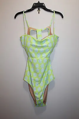 J.crew Sz Blockprints One-piece Swimsuit Padded Paisley Lime Green Size 14 Us • $39.99