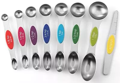 Spring Chef Magnetic Measuring Spoons Set Dual Sided Stainless Steel Fits In • $14.02