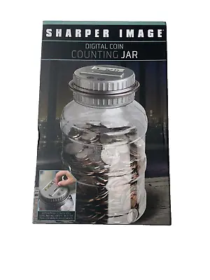 SHARPER IMAGE Digital Coin-Counting Money Jar With LCD Screen Gray Black • $11