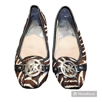 Michael Kors Animal Print Calf Hair Ballet Flats Shoes Slip On Women 7M  • $22