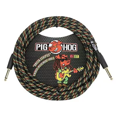 Pig Hog  Rasta Stripes  20-foot Vintage Woven Instrument Cable - 1/4  Straight • $25.99