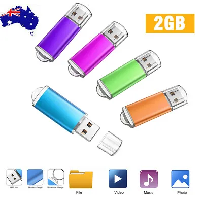 5PCS USB 2.0 Flash Drives 2GB Metal Thumb U Clip Storage Memory Stick Gift Pen • $30.99