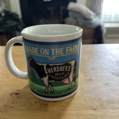 Vintage 1993 Hershey's Coffee Cup Mug Milk Chocolate Cow Made On The Farm 8oz. • $5
