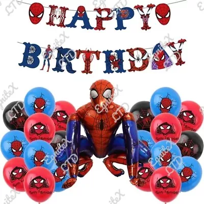 SPIDERMAN Superhero Avengers Party Decorations Bunting Birthday Banner Balloons • £24.99