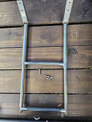 Boat Ladder 2 Step Stainless Steel Marine Telescoping Extension Upper Platform • $22.95