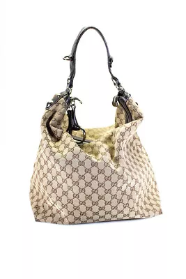 Gucci Womens Monogram Print Hobo Tote Shoulder Handbag Brown • $486.01