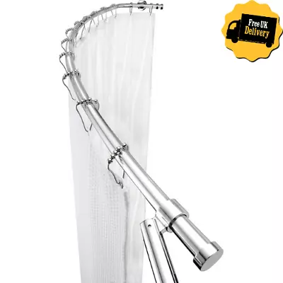 £59.95 • Buy Curved Shower Curtain Rail Aluminium Rod Chrome Plated Metal Wall Brackets