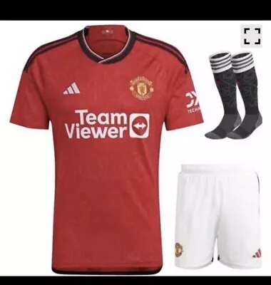 NEW Manchester United HOME 2023 2024 Football KIT Sizes 5-13 INC Socks • £38.99