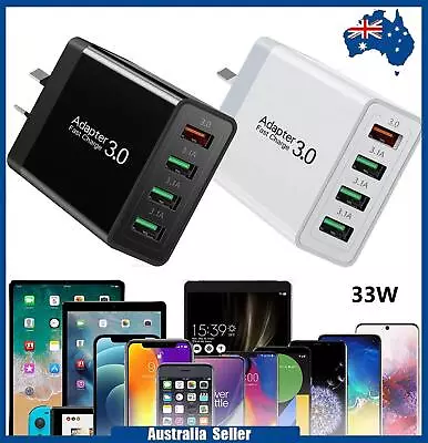 33W 4-Port USB Fast Quick Wall Charging AU Adapter AC For IPhone Samsung Charger • $17.59