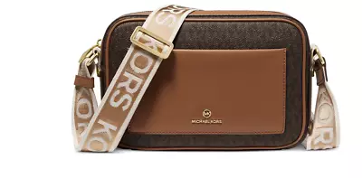 NWT Michael Kors Signature Maeve Large East West Pocket Crossbody  BROWN/ ACORN • $243