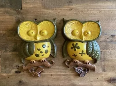 Vintage Cast Metal Wall Hanging Pair Of Owls Sexton USA • $16