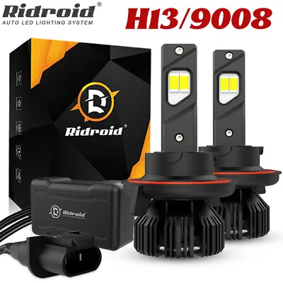 RIDROID H13 9008 LED Headlight High Low Beam Super Bright Bulbs 6500K CANBUS Set • $24.99